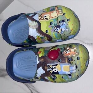 CROCS Kids Slippers with Cartoon Design - Blue and Green